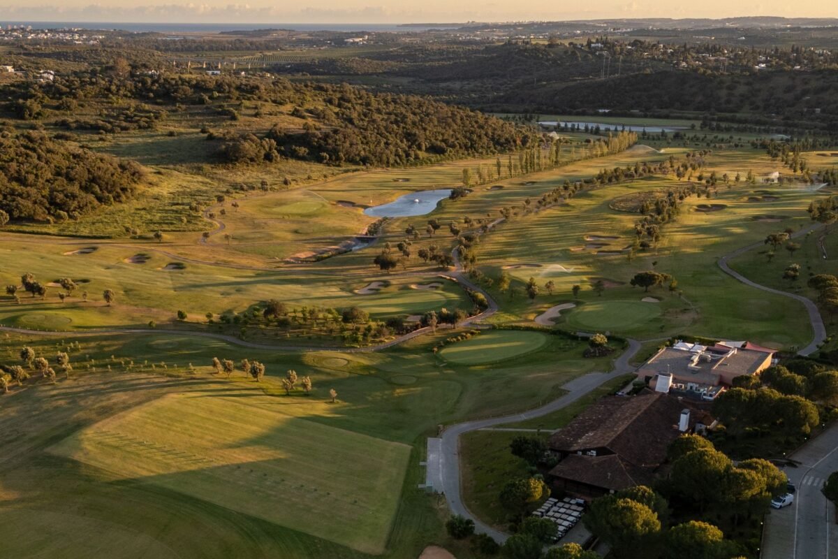 Aerial view of a golf course near Faro in Portugal