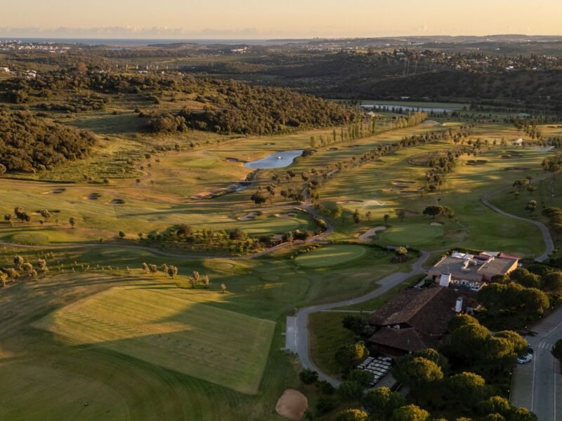 Aerial view of a golf course near Faro in Portugal