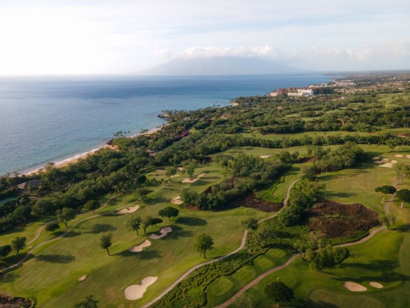 A stretch of open coastline of the kind links courses occupy